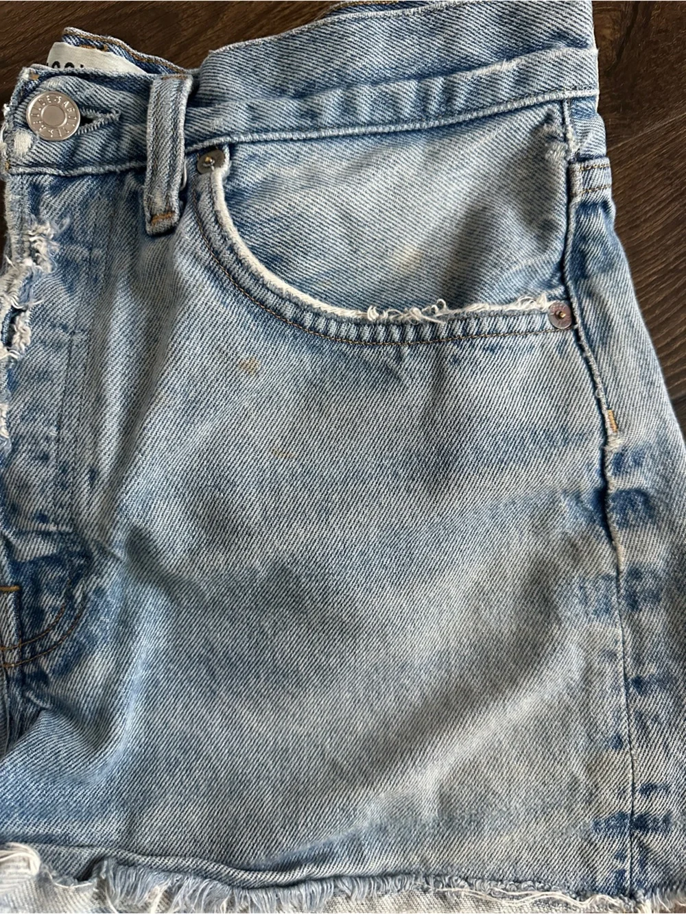 Agolde Parker Long Vintage Distressed High-Rise Denim Shorts
